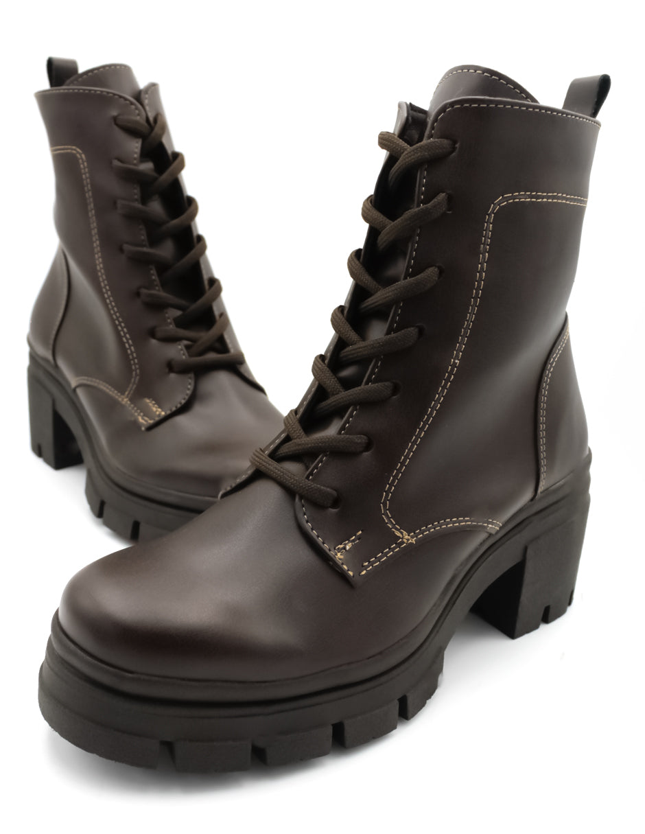 Botín con tacón Storm en Piel vegana – Café