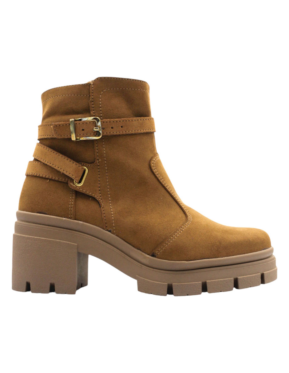 Botín con tacón Nevada en Gamuza – Café