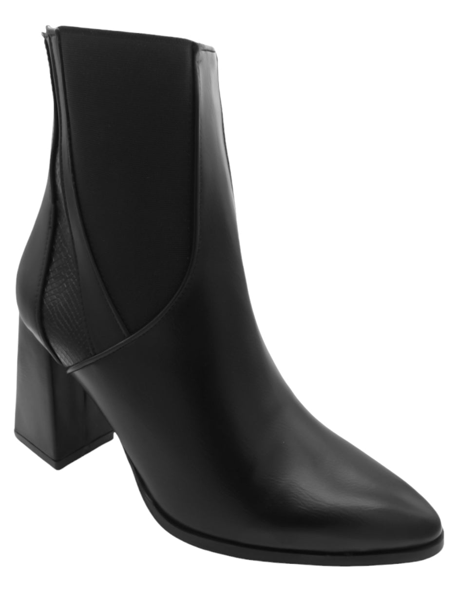 Botín con tacón Exterior Piel vegana Color Negro Para Mujer De RBCOLLECTION