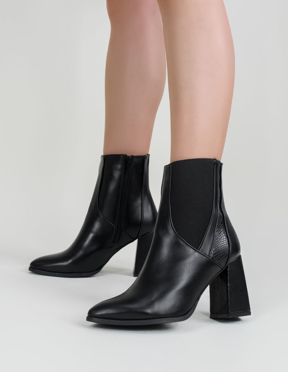 Botín con tacón Aurora en Piel vegana – Negro