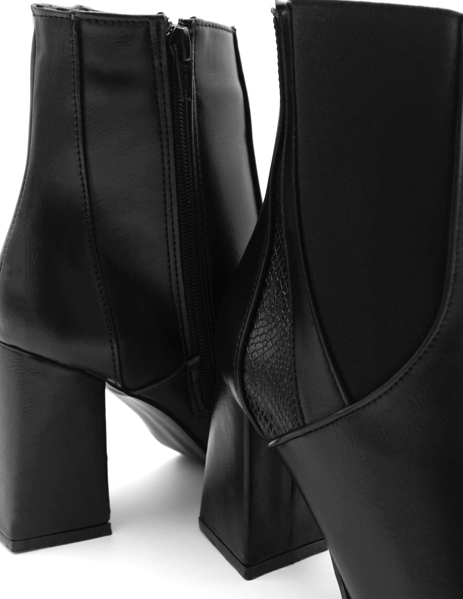 Botín con tacón Aurora en Piel vegana – Negro