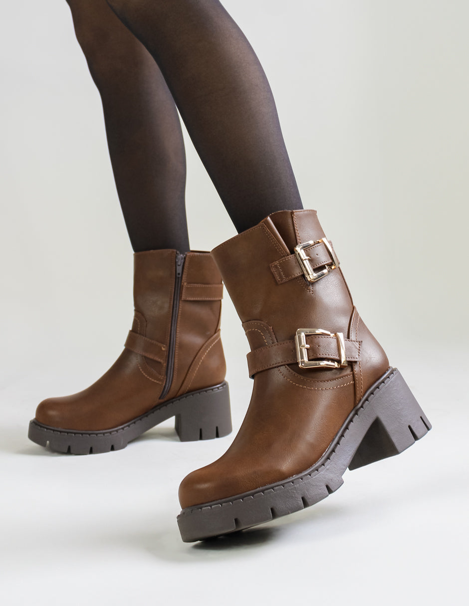 Botas casuales Bike en Piel vegana – Café