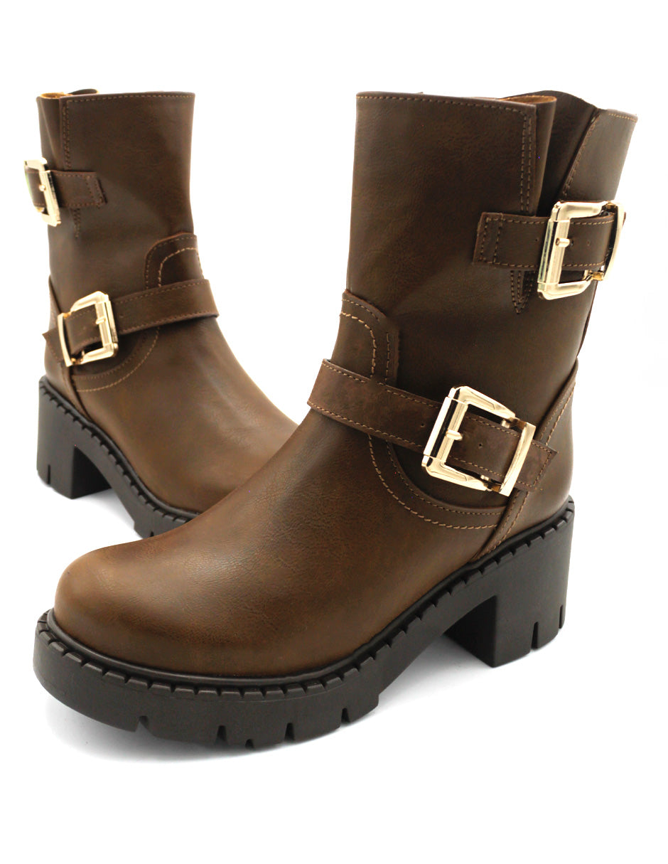 Botas casuales Bike en Piel vegana – Café