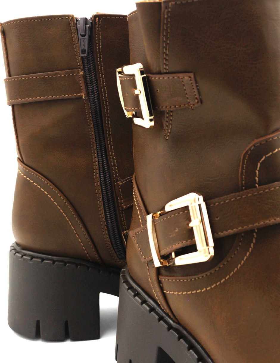 Botas casuales Bike en Piel vegana – Café