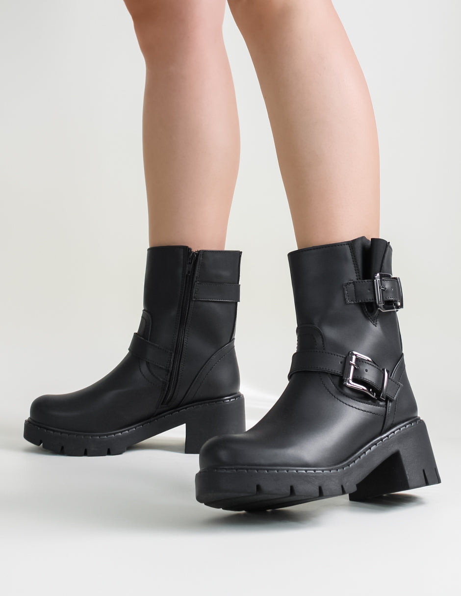 Botas casuales Bike en Piel vegana – Negro