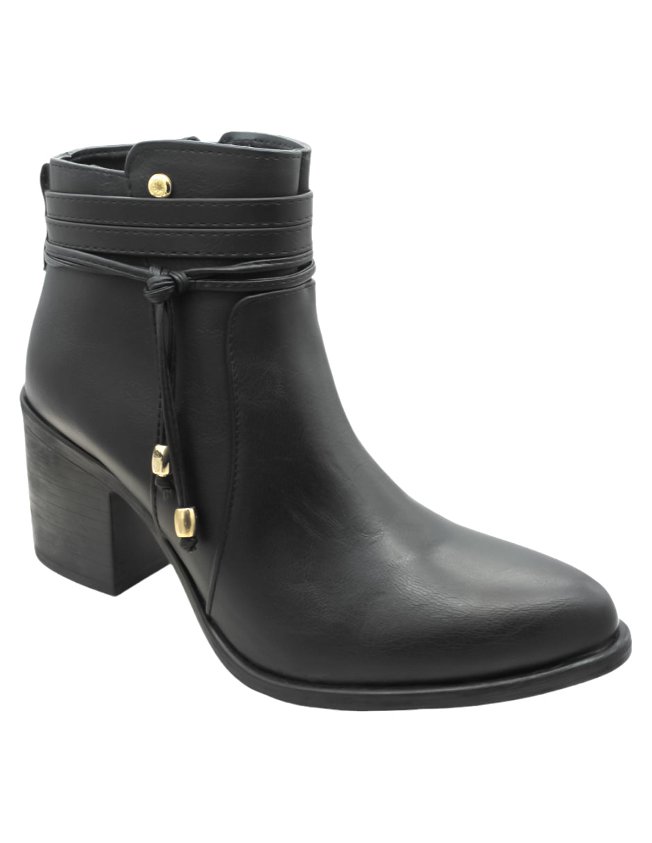 Botín con tacón Exterior Piel vegana Color Negro Para Mujer De RBCOLLECTION