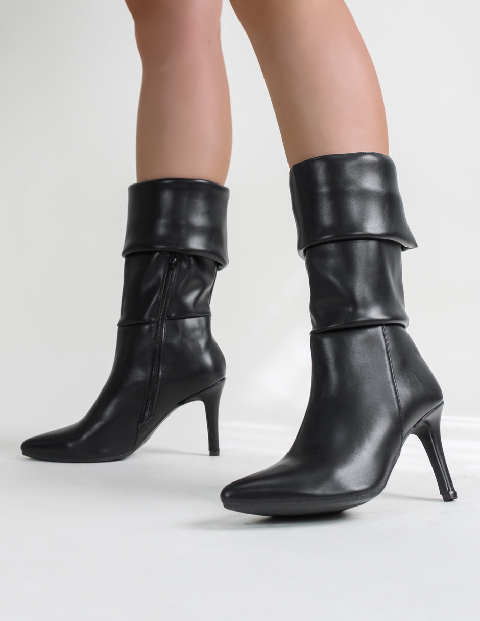 Botín con tacón Nutty en Piel vegana – Negro