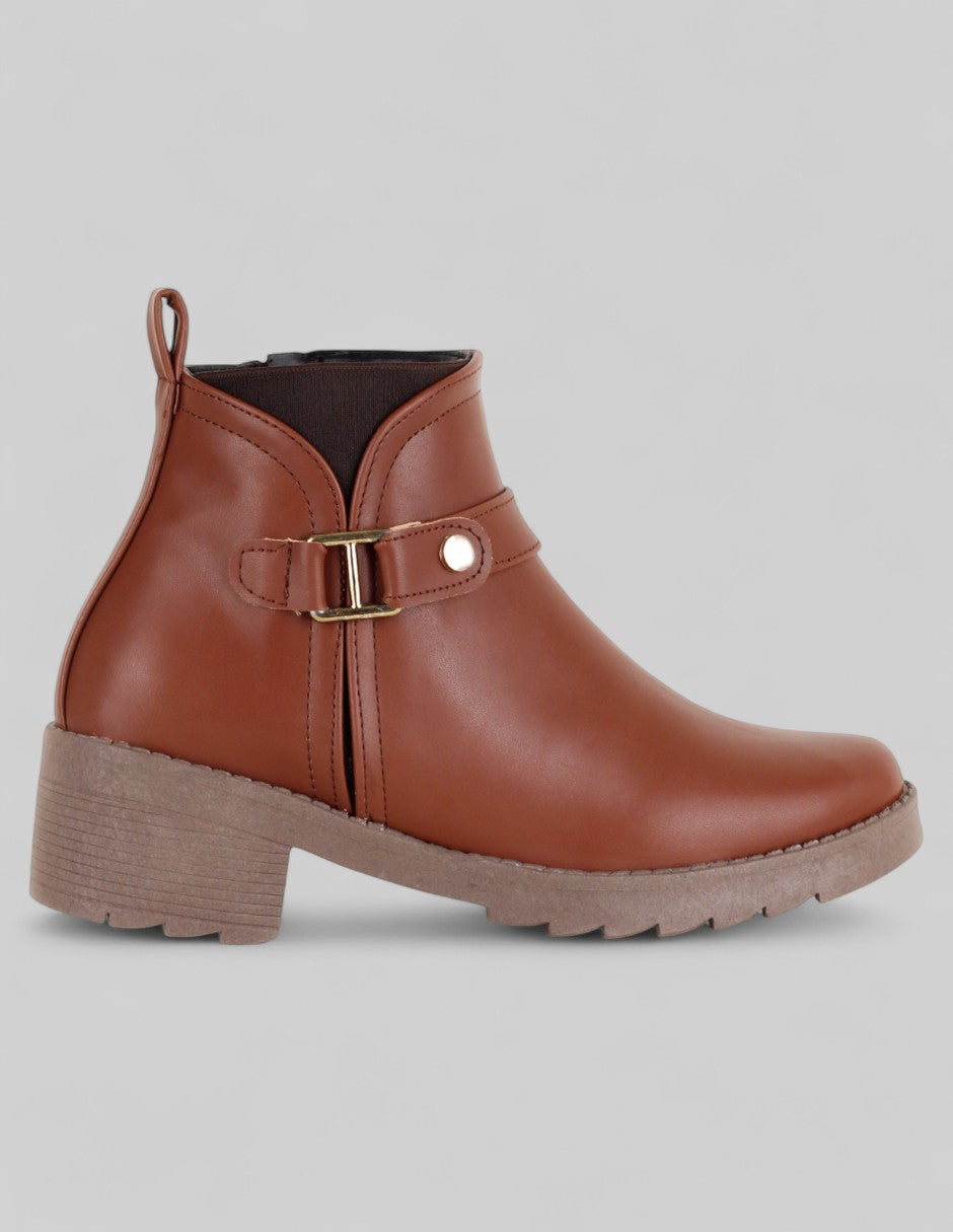 Botín con tacón Terre en Piel vegana – Café