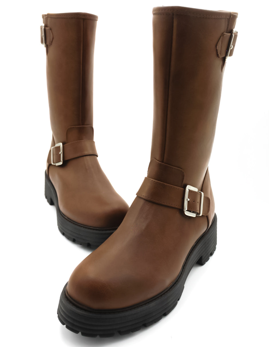 Botas casuales Bike en Piel vegana – Café