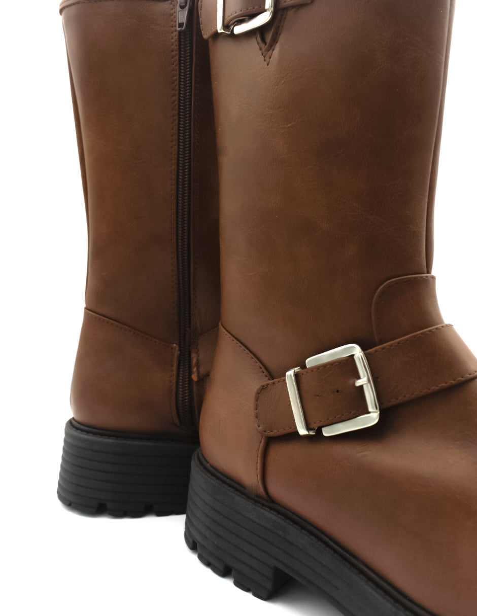 Botas casuales Bike en Piel vegana – Café