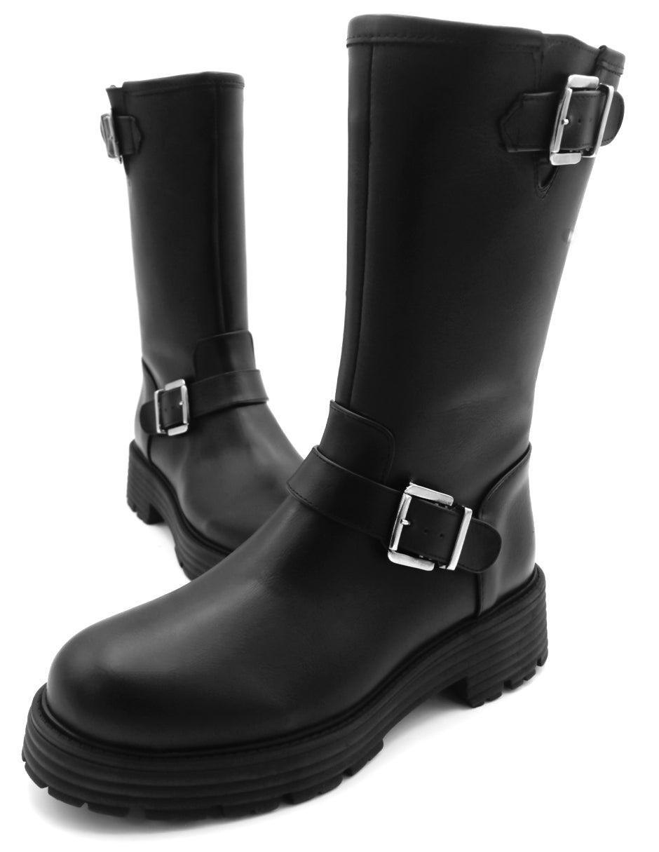 Botas altas Bike en Piel vegana – Negro