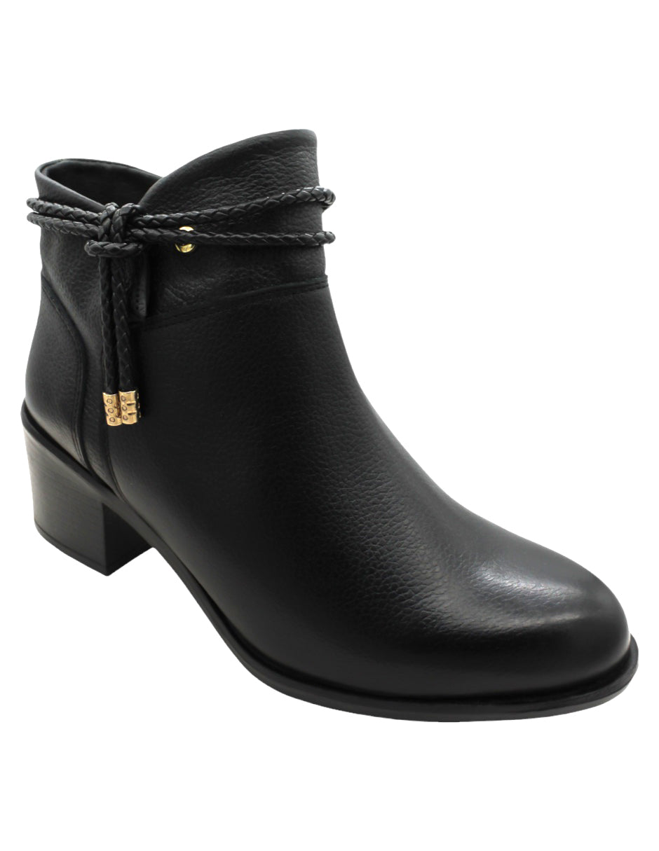 Botín con tacón Exterior Piel Color Negro Para Mujer De RBCOLLECTION