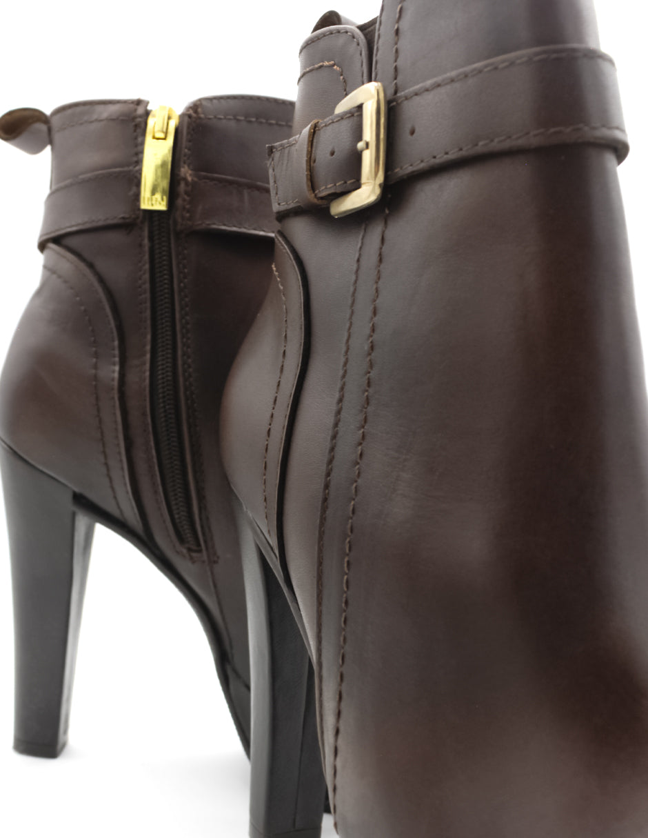 Botín con tacón HandMade en Piel vegana – Café