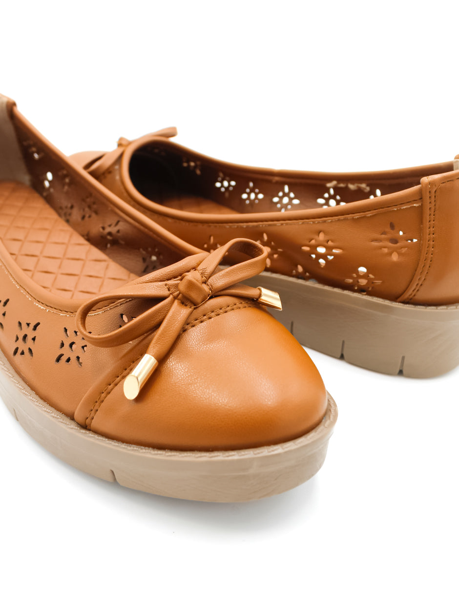 Flats clásicas Camfy en Piel vegana – Café