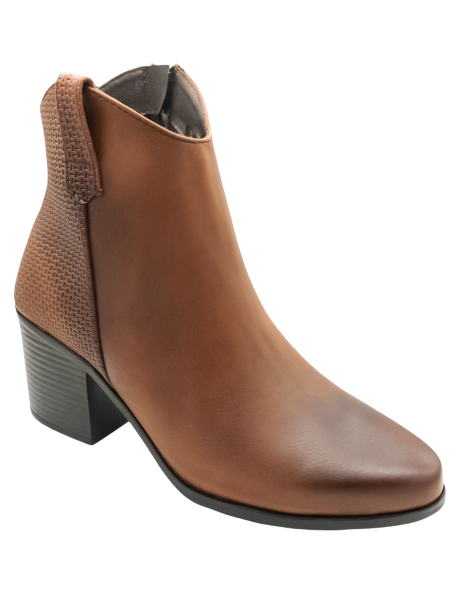 Botín con tacón Exterior Piel vegana Color Café Para Mujer De RBCOLLECTION