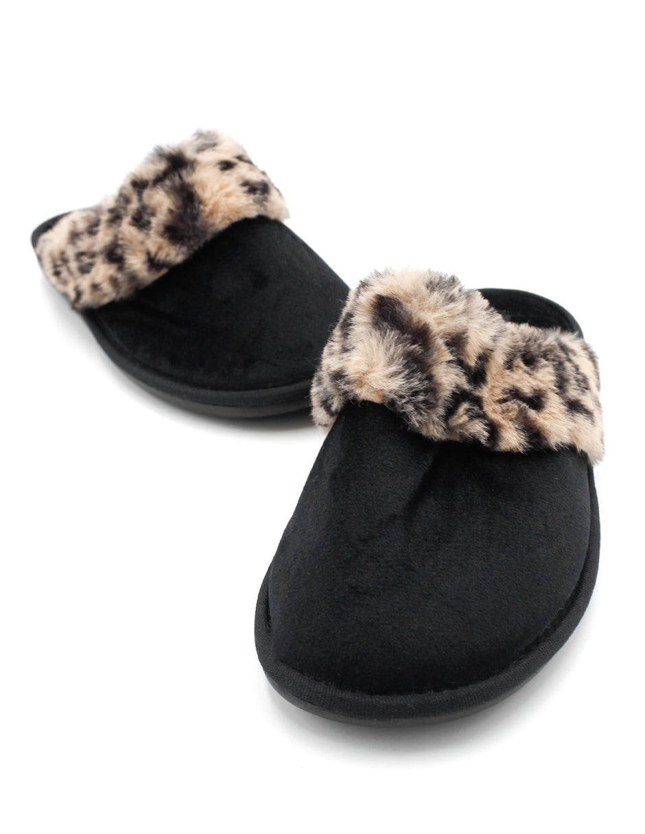 Pantuflas  en Textil – Negro