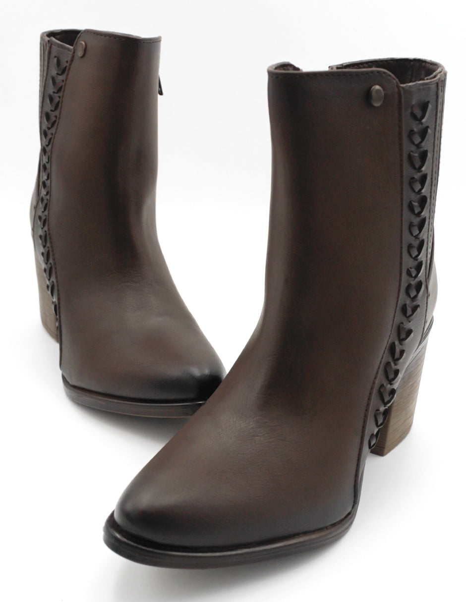 Botín con tacón Wets en Piel vegana – Café