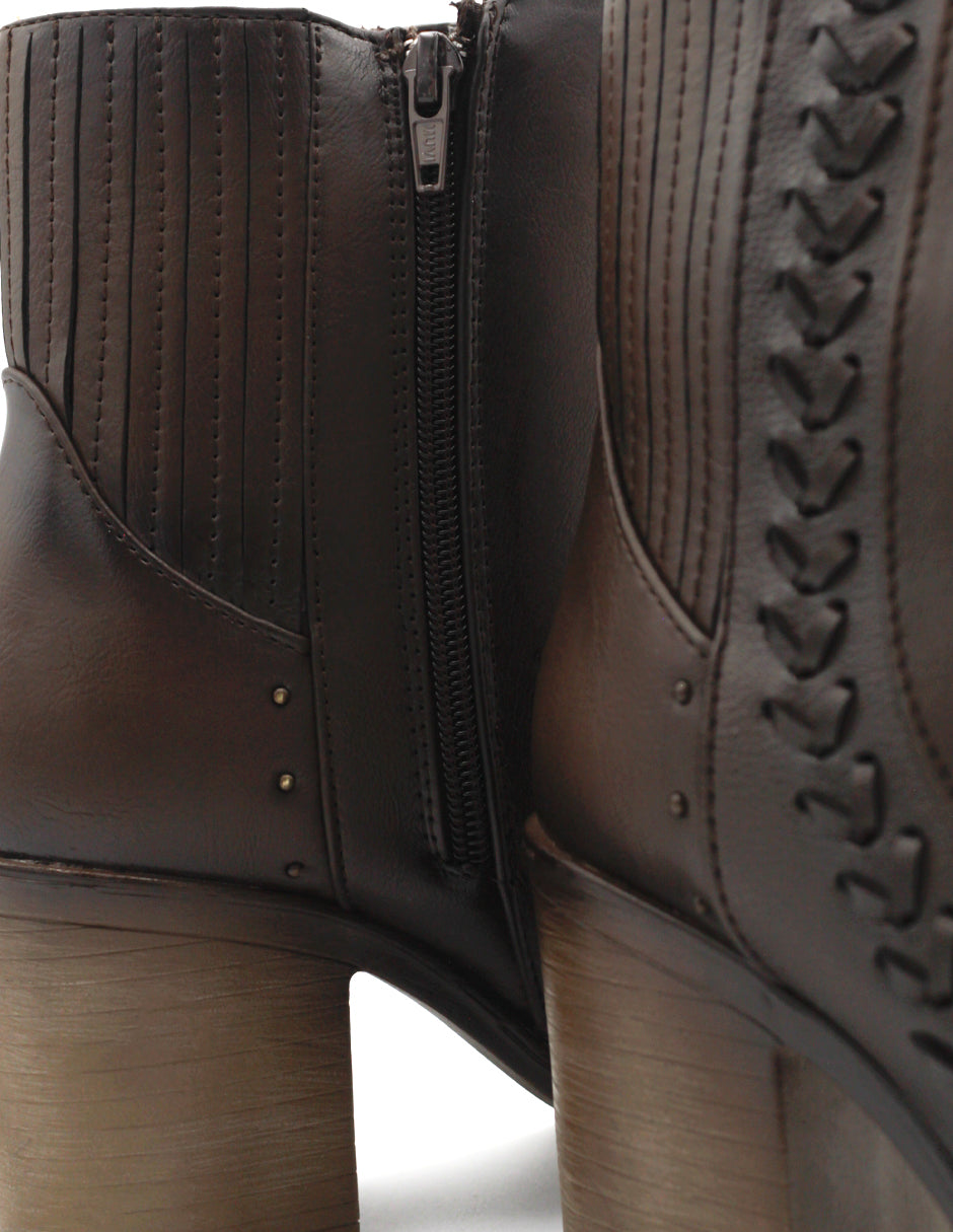 Botín con tacón Wets en Piel vegana – Café