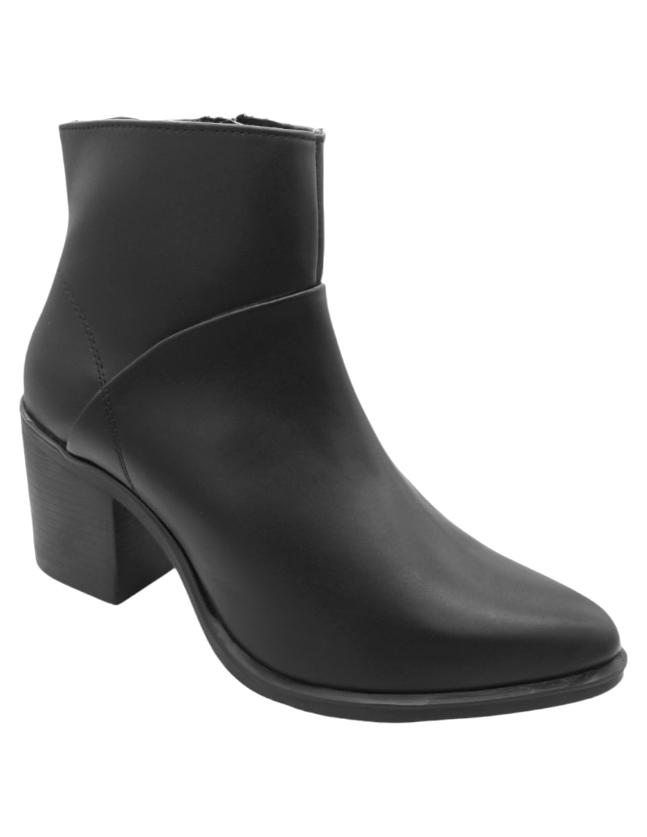 Botín con tacón Exterior Piel vegana Color Negro Para Mujer De RBCOLLECTION