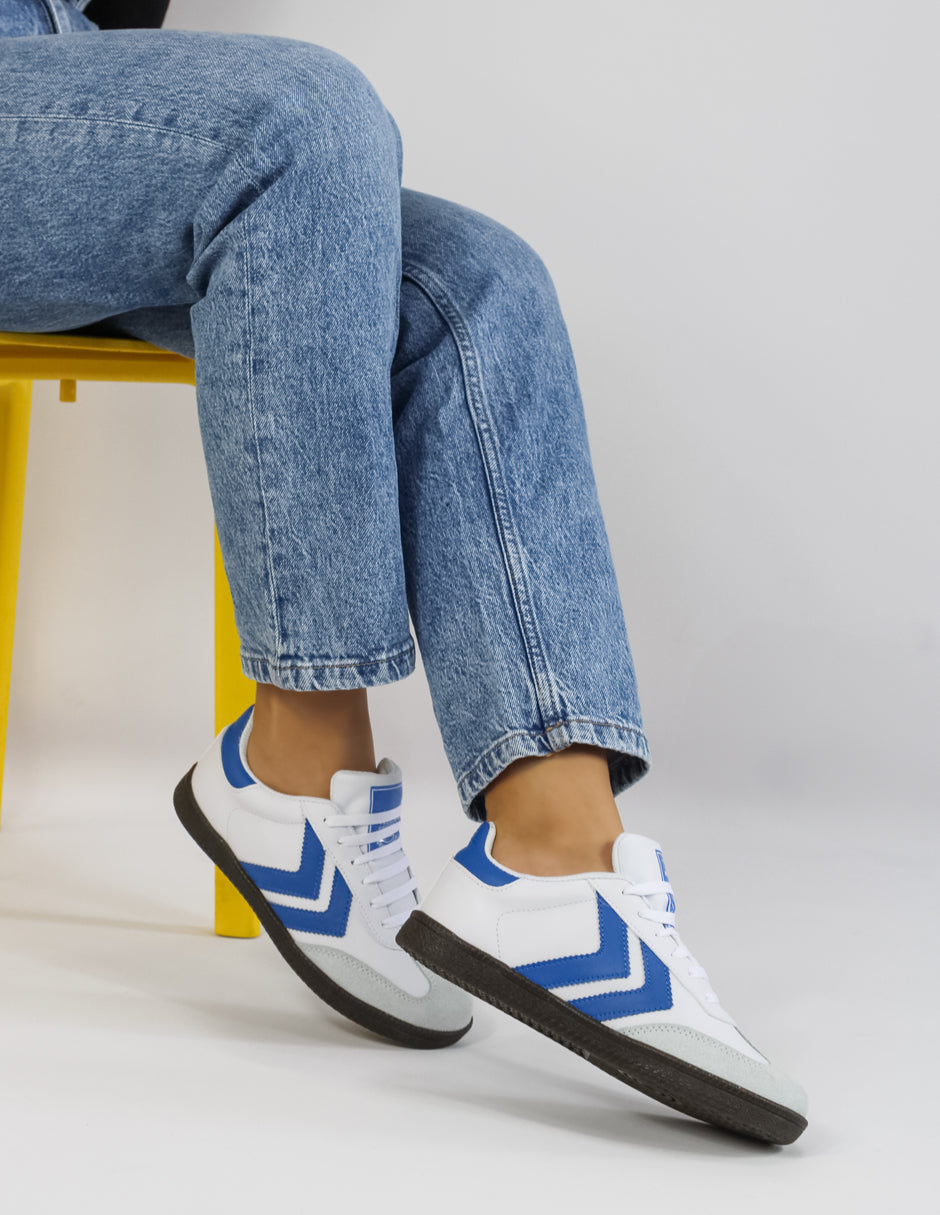 Tenis con cordones Sam en  Piel vegana - Blanco