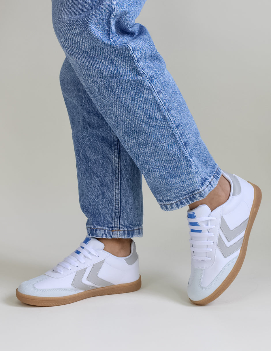 Tenis con cordones Sam en  Piel vegana - Blanco