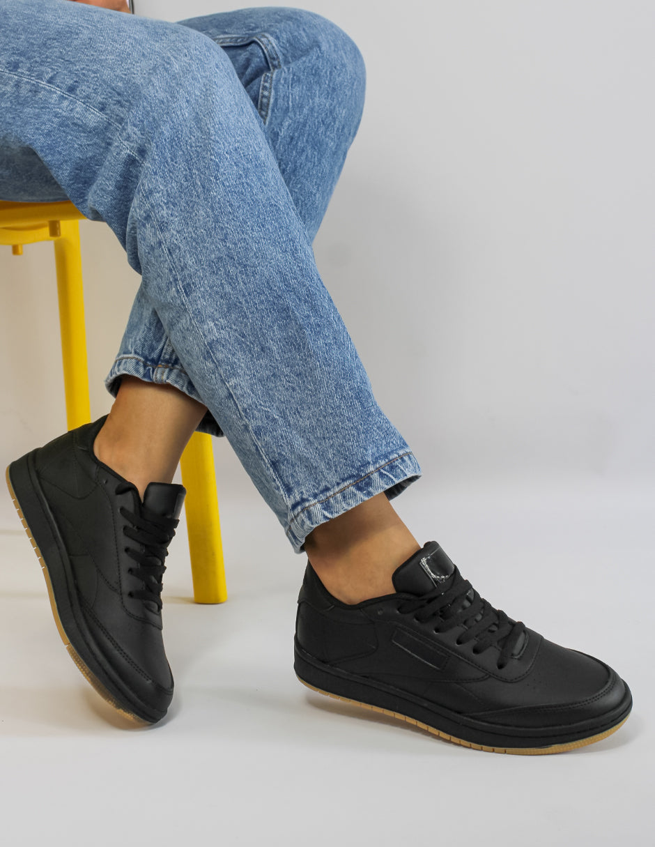 Tenis con cordones Ander en  Piel vegana - Negro