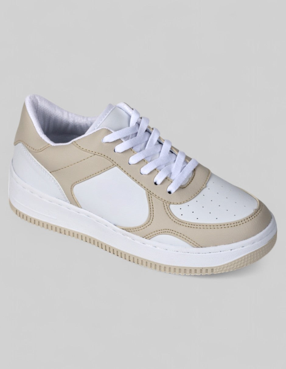 Tenis con cordones A&P Piel vegana - Beige