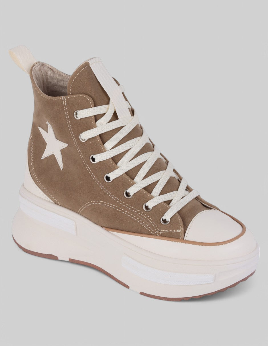 Tenis botín Exterior Gamuza sintética Color Beige Para Mujer De RBCOLLECTION