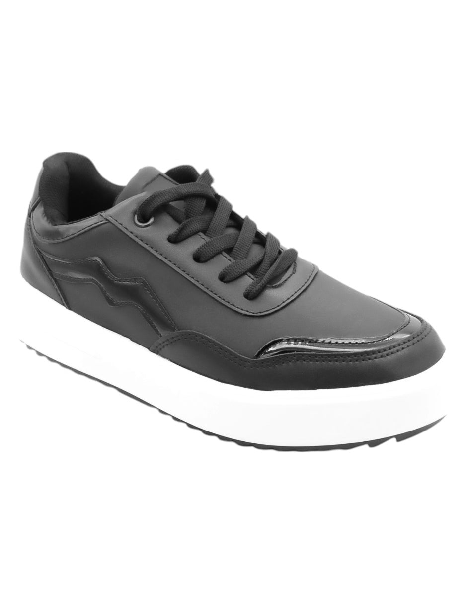 Tenis con cordones Exterior Piel vegana Color Negro Para Mujer De RBCOLLECTION