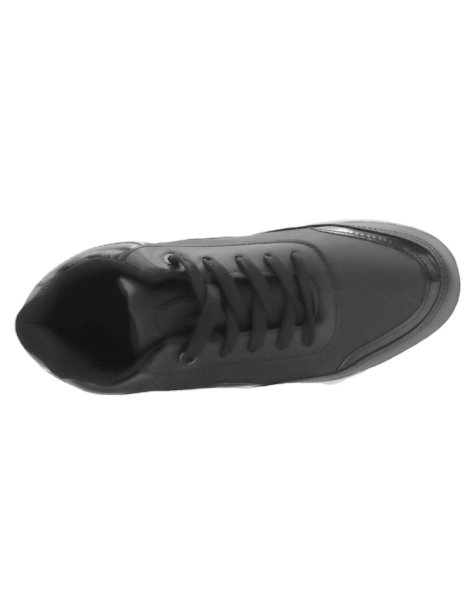 Tenis con cordones  B&C en Piel vegana – Negro