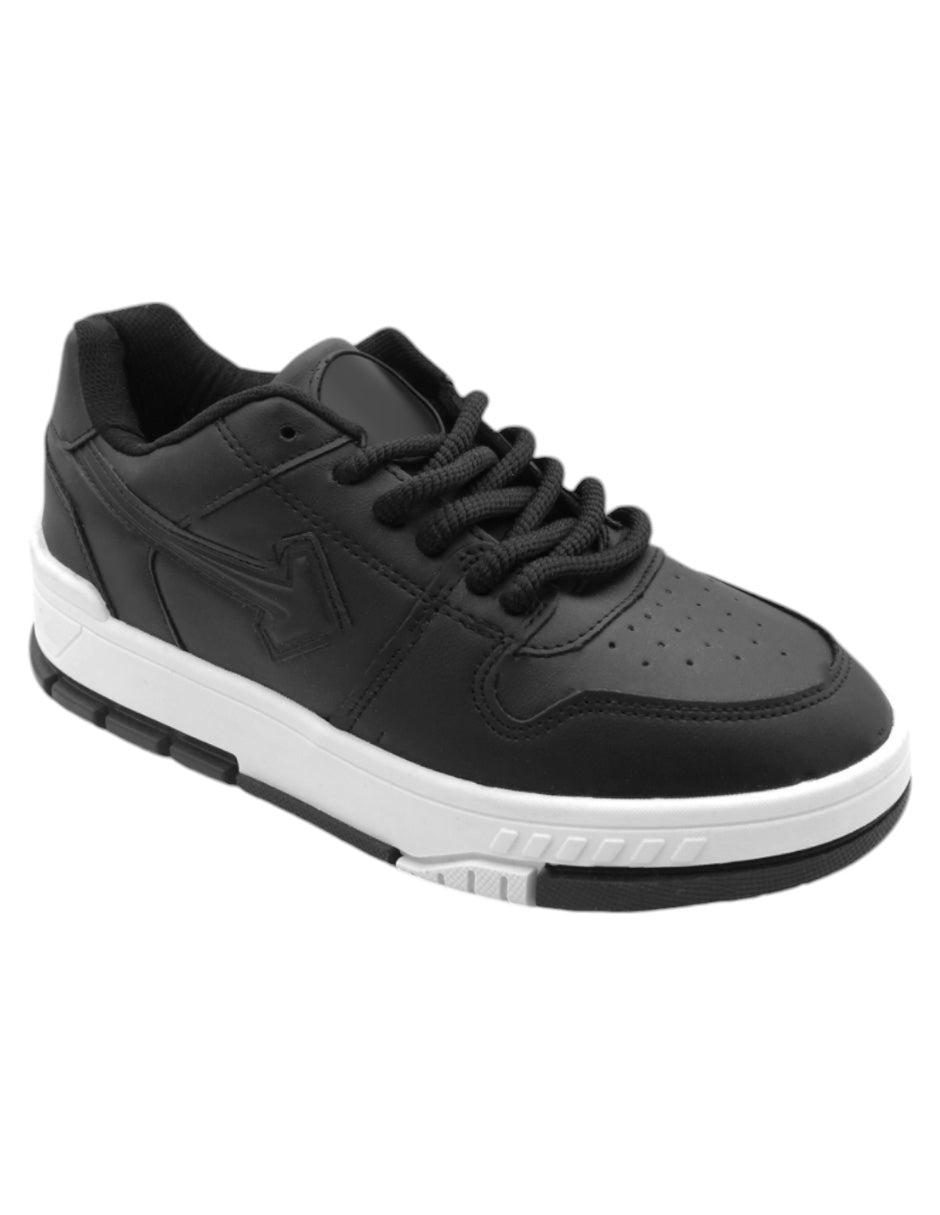 Tenis con cordones Exterior piel vegana Color Negro Para Mujer De RBCOLLECTION