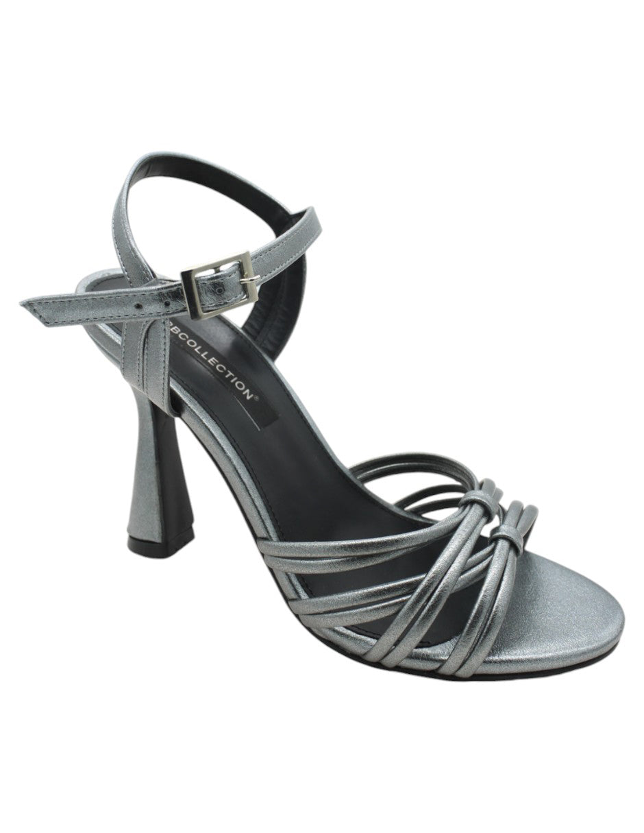 Sandalia con tacón Exterior Piel vegana Color Plata Para Mujer De RBCOLLECTION