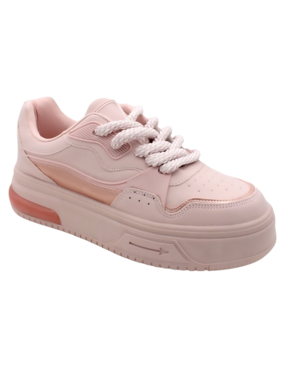 Tenis con cordones Exterior Piel vegana Color Rosa Para Mujer De RBCOLLECTION