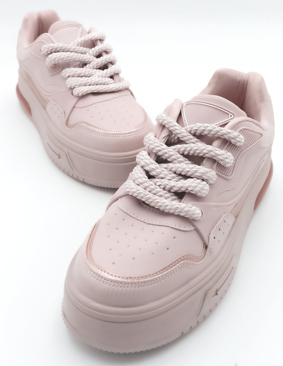 Tenis con cordones  Chunck en Piel vegana – Rosa