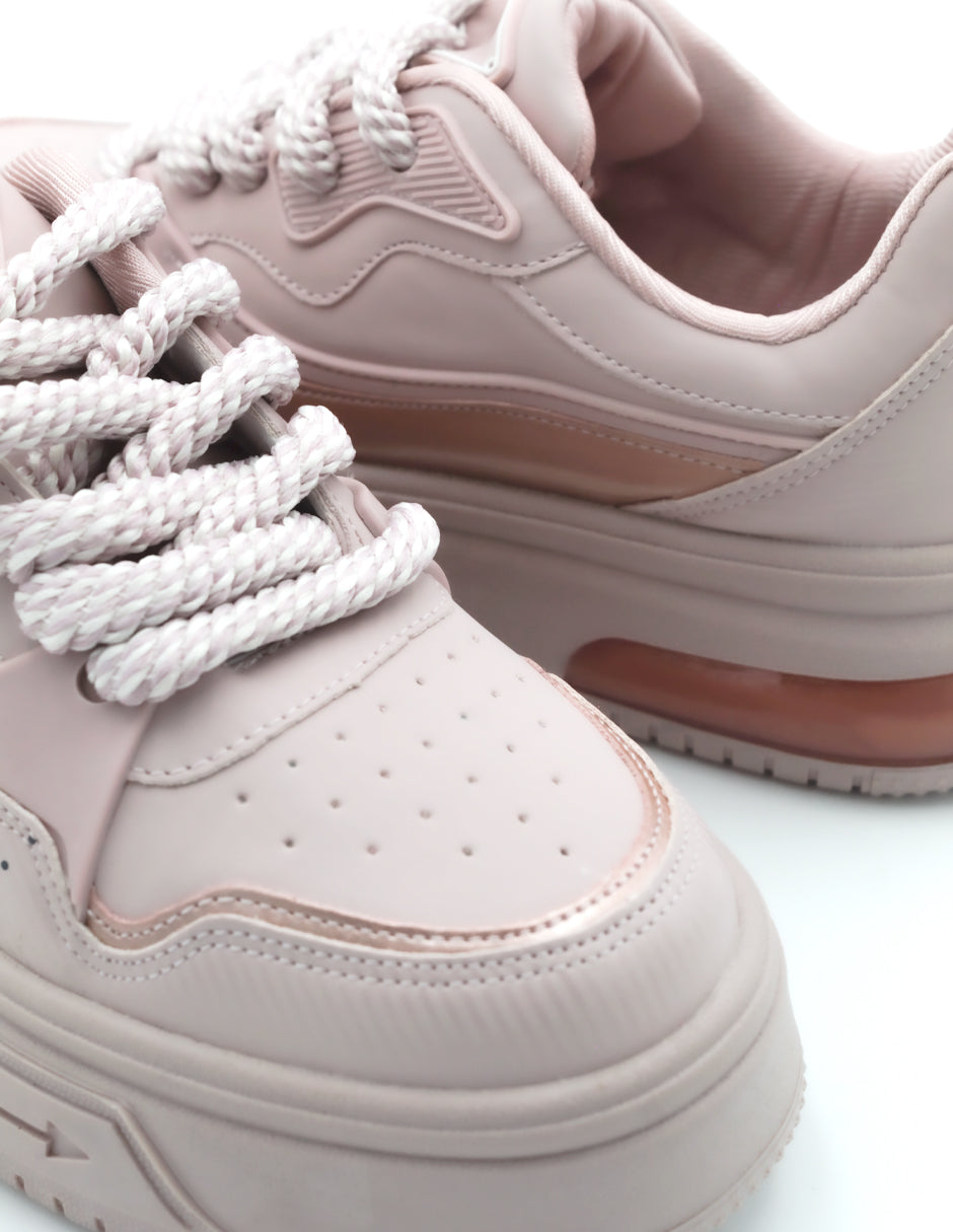 Tenis con cordones  Chunck en Piel vegana – Rosa