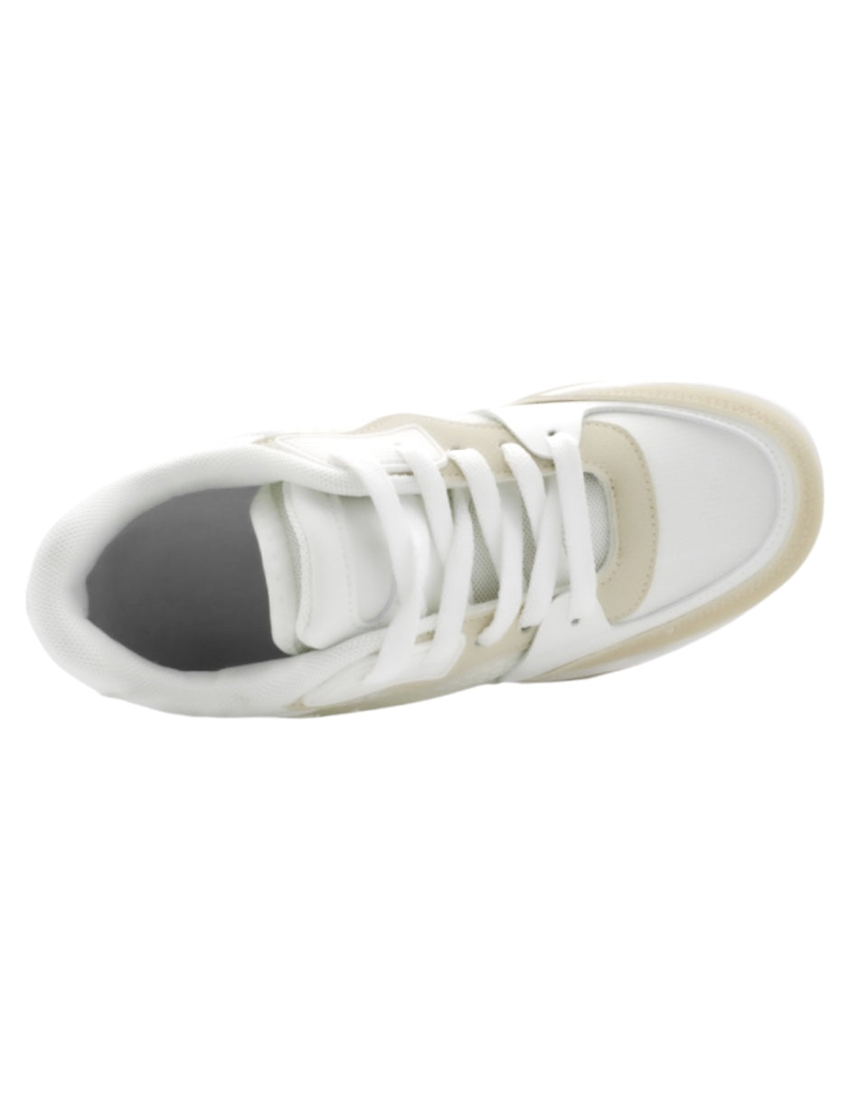 Tenis con cordones  B&C en Textil – Blanco