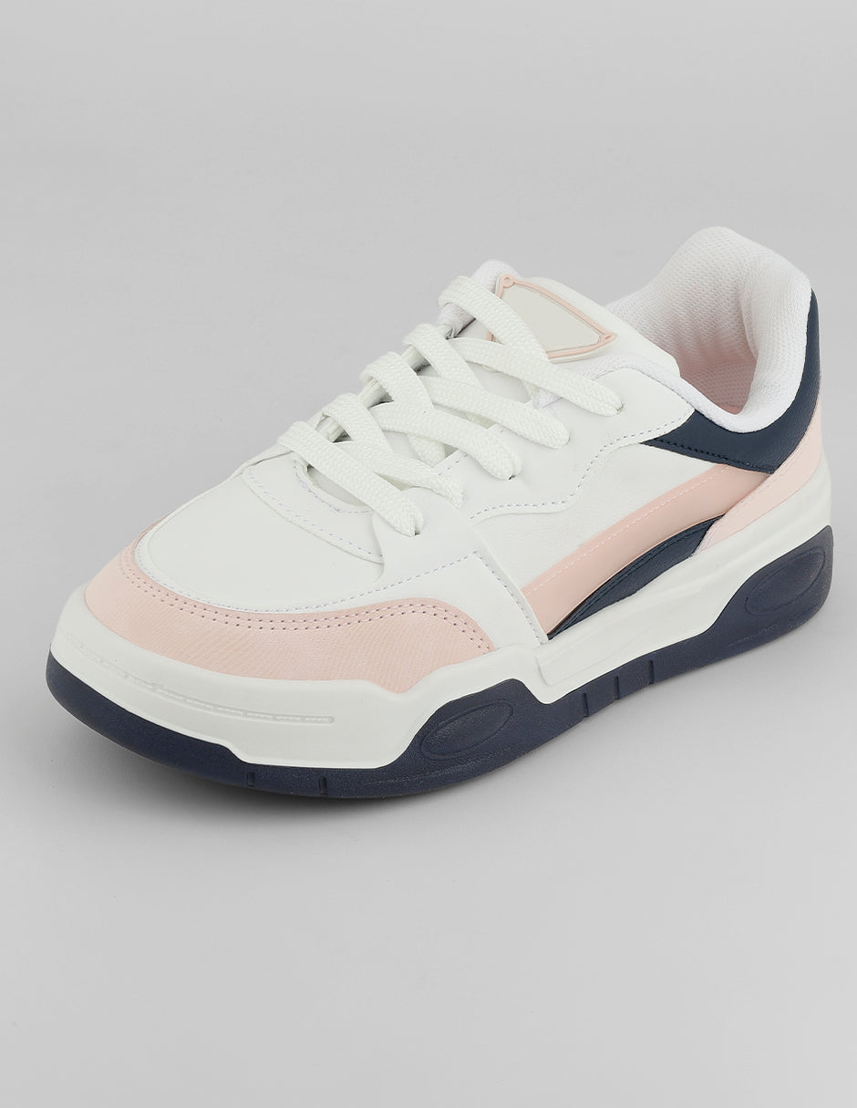 Tenis con cordones  Urban en Piel vegana – Rosa