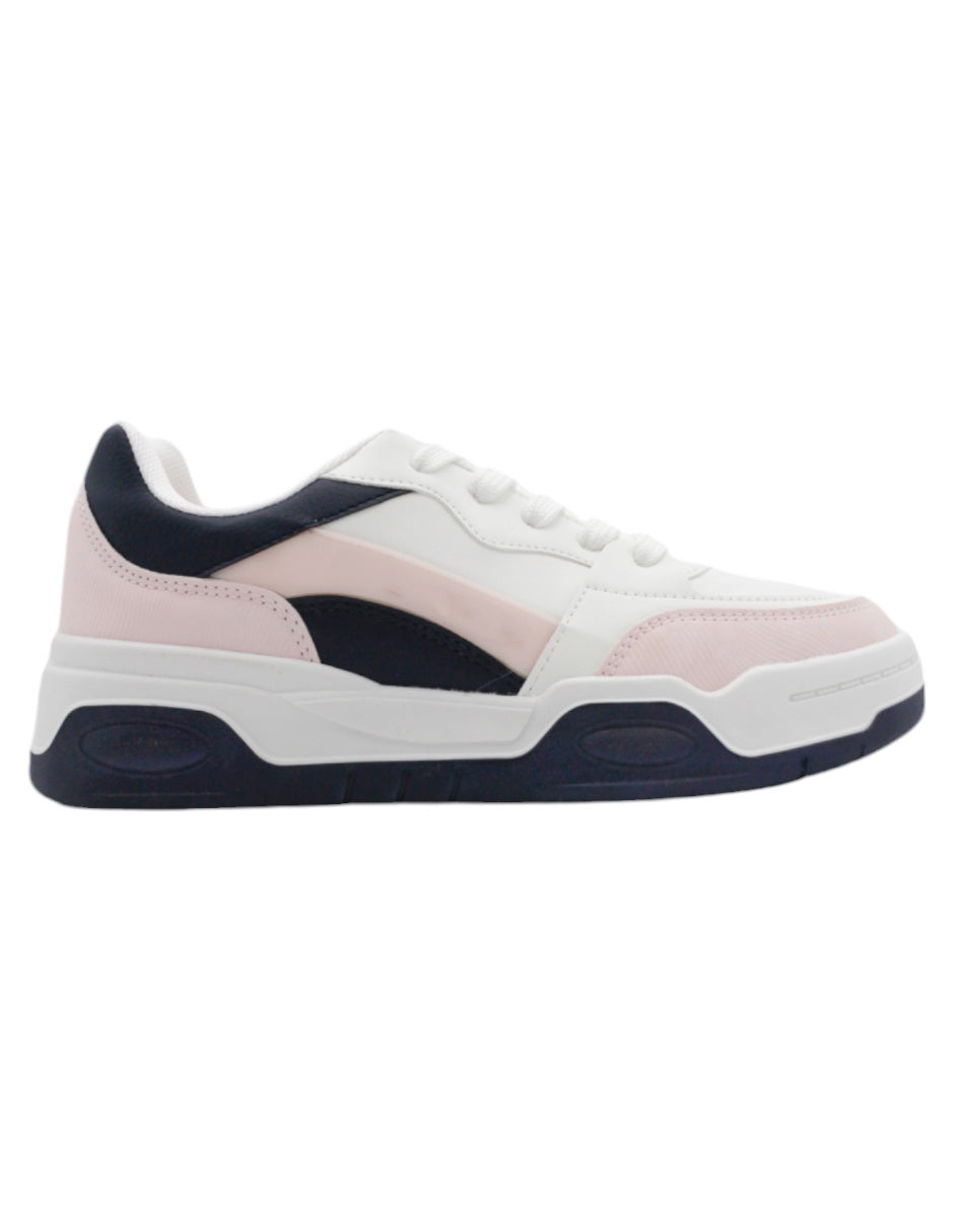 Tenis con cordones  B&C en Piel vegana – Blanco