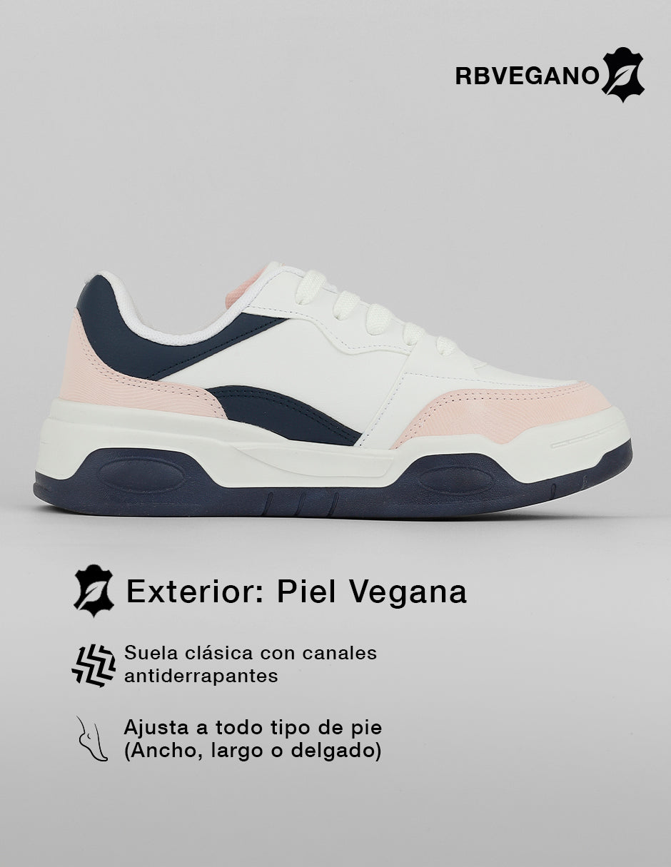 Tenis con cordones  Urban en Piel vegana – Rosa