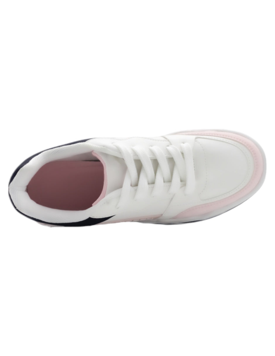 Tenis con cordones  B&C en Piel vegana – Blanco