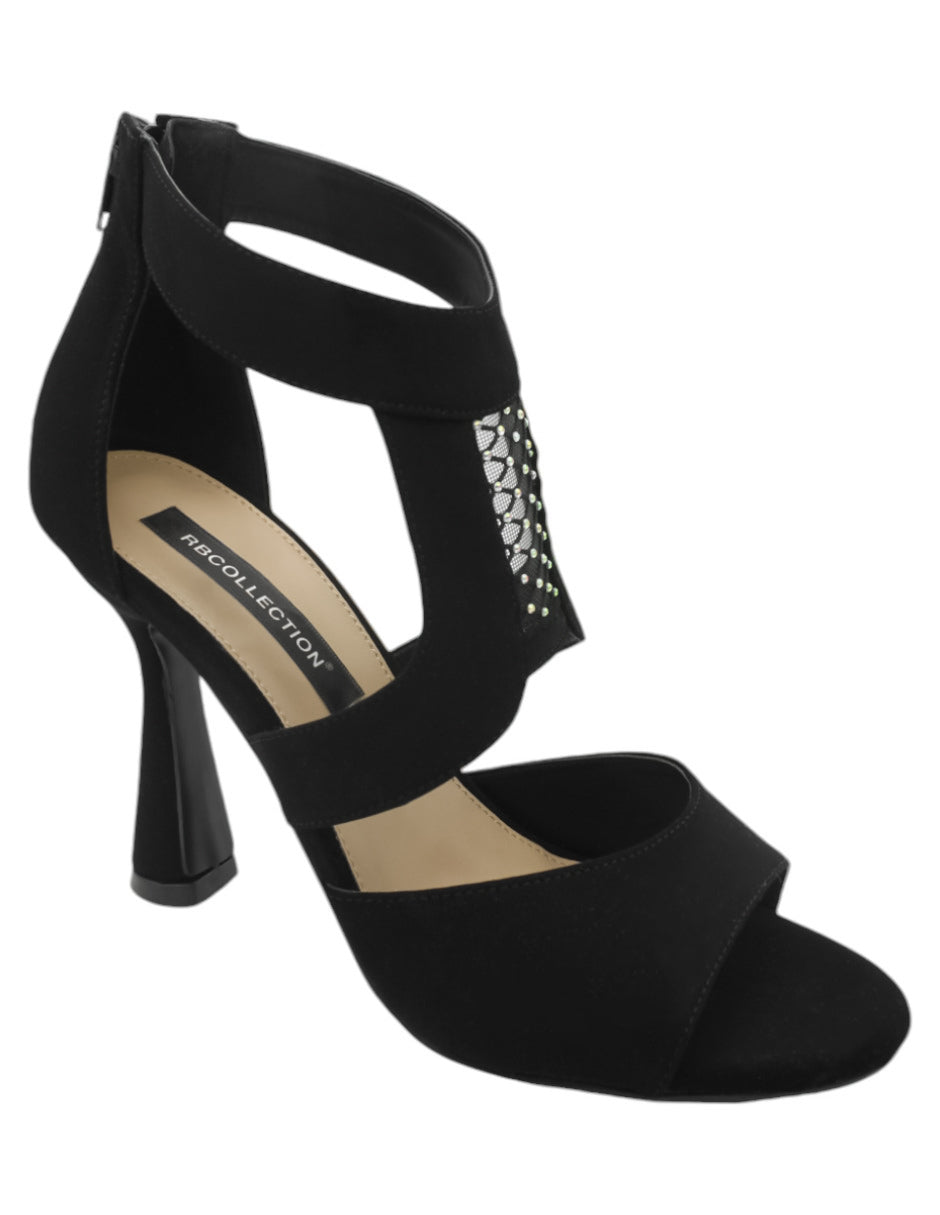 Sandalia con tacón Exterior Gamuza Color Negro Para Mujer De RBCOLLECTION