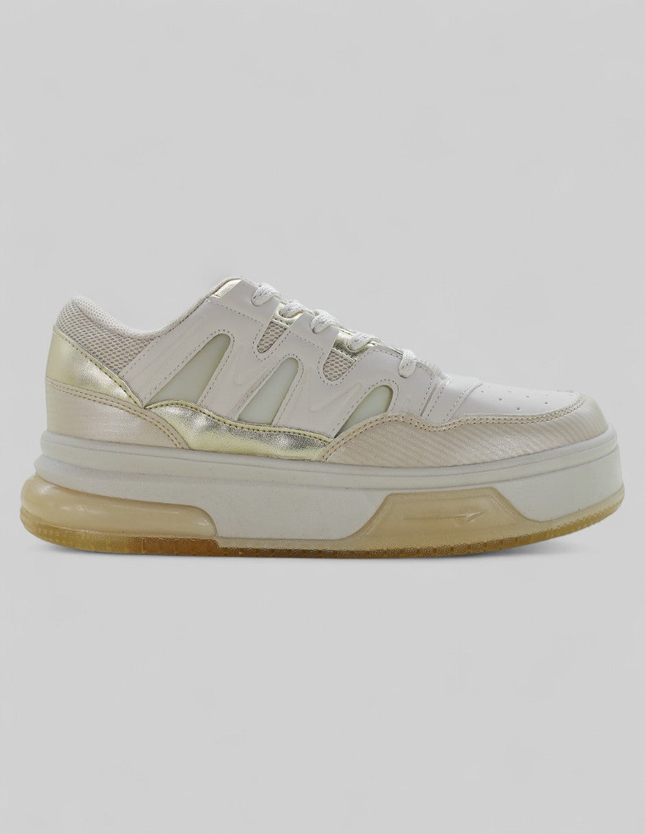 Tenis con cordones Urban en Piel vegana – Beige