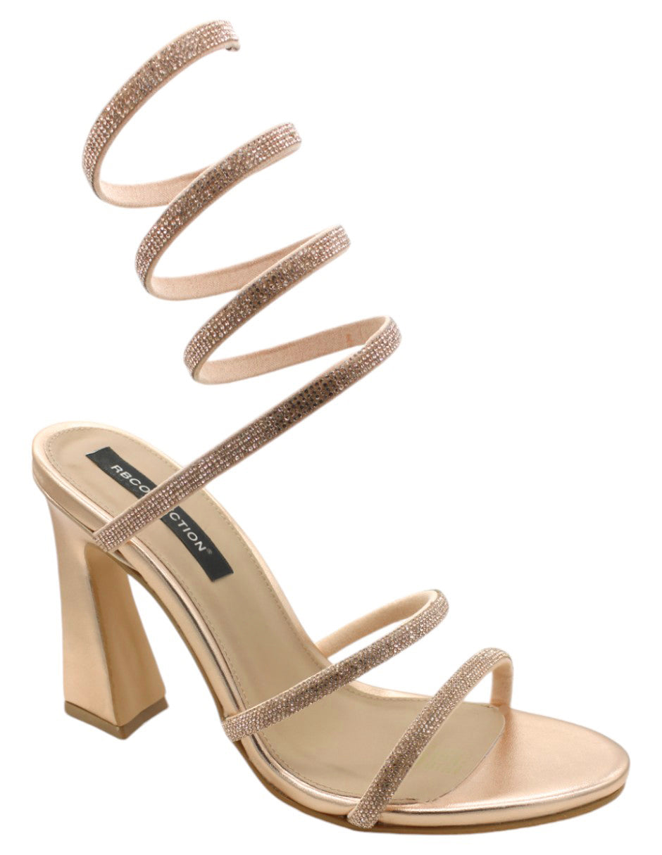 Sandalia con tacón Exterior Sintético Color Oro Para Mujer De RBCOLLECTION