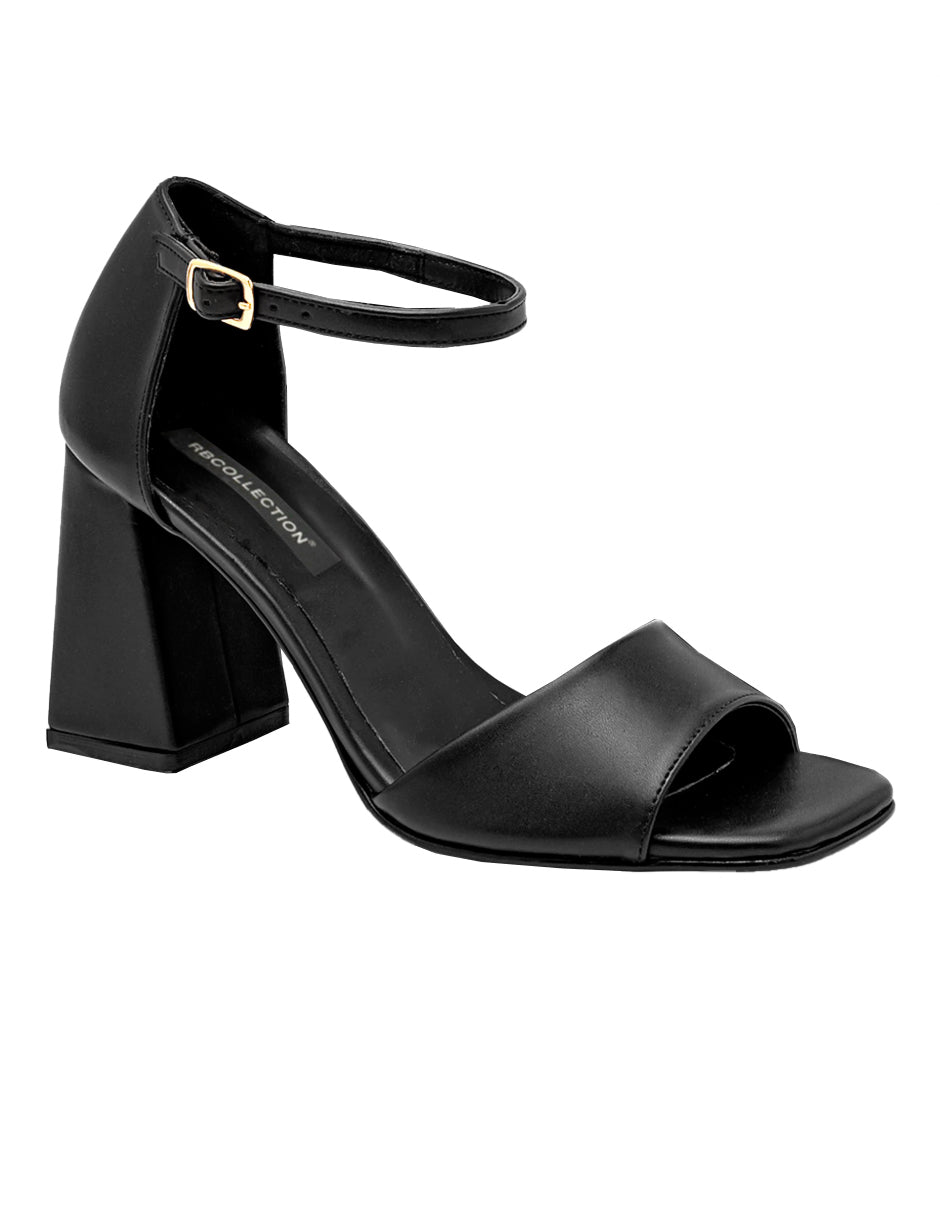 Sandalia con tacón Exterior Piel vegana Color Negro Para Mujer De RBCOLLECTION