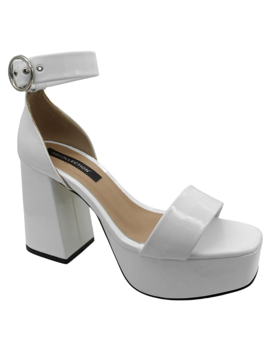 Sandalia con tacón Exterior Charol Color Blanco Para Mujer De RBCOLLECTION