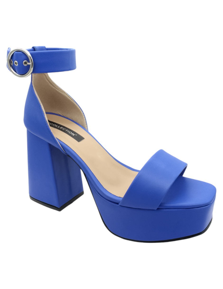 Sandalia con tacón Exterior Piel vegana Color Azul Para Mujer De RBCOLLECTION