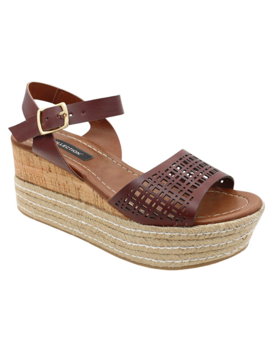 Sandalias con plataforma Exterior Piel vegana Color Café Para Mujer De RBCOLLECTION