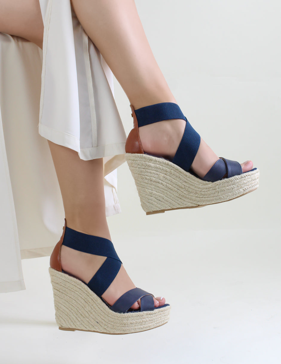 Sandalias con plataforma Dory en Piel vegana – Azul