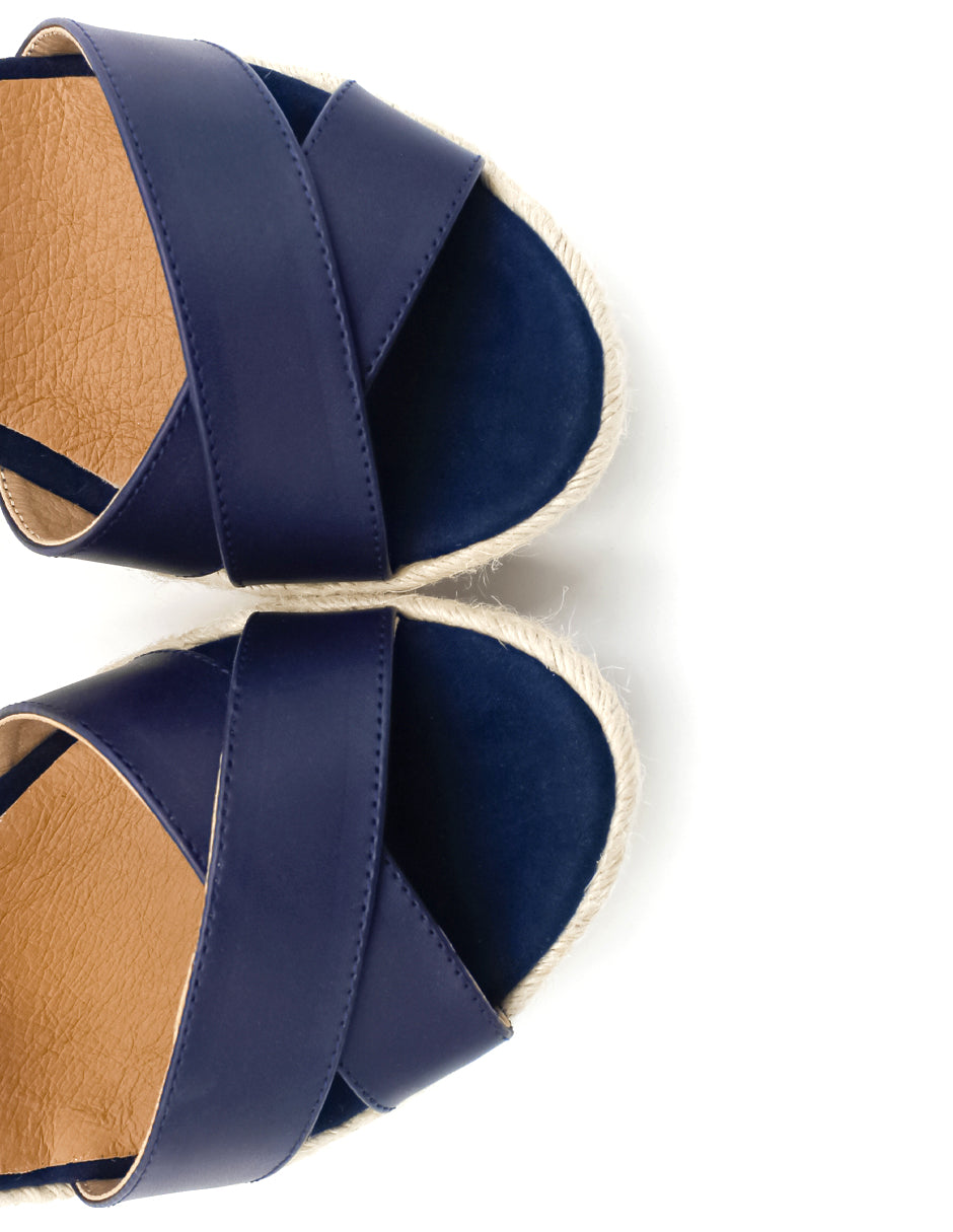 Sandalias con plataforma Dory en Piel vegana – Azul