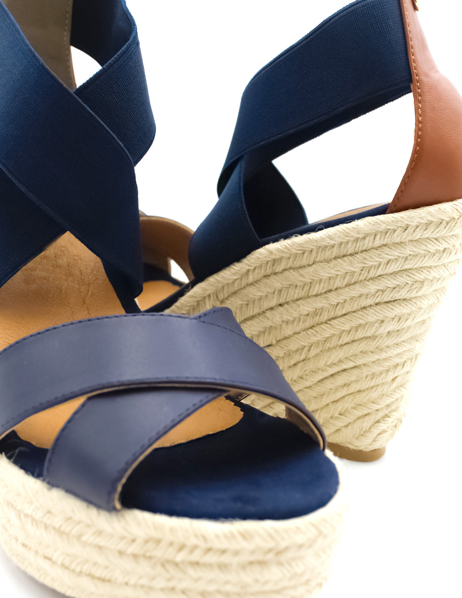 Sandalias con plataforma Dory en Piel vegana – Azul